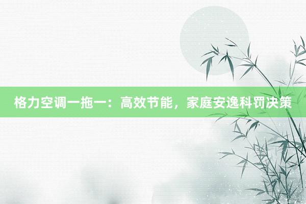 格力空调一拖一：高效节能，家庭安逸科罚决策